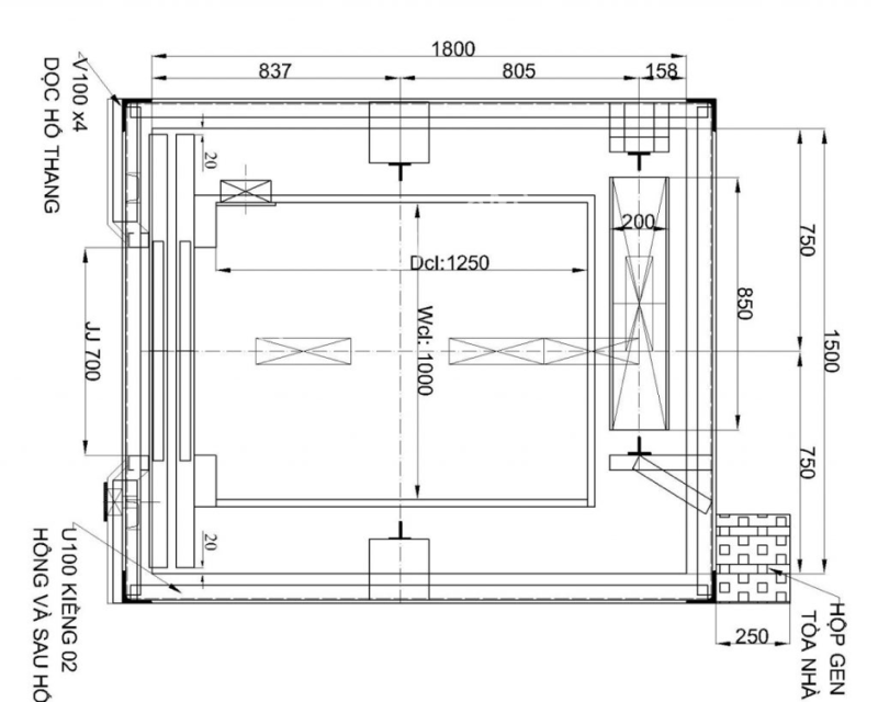 Thông số kỹ thuật thang máy tải hàng tải trọng từ 500kg – 1000kg