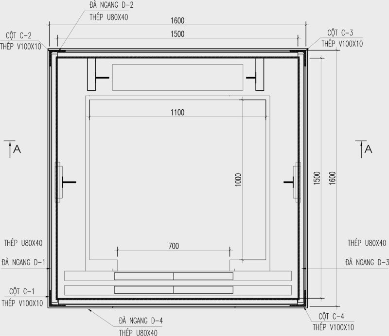 Bản vẽ thiết kế thang máy khung thép