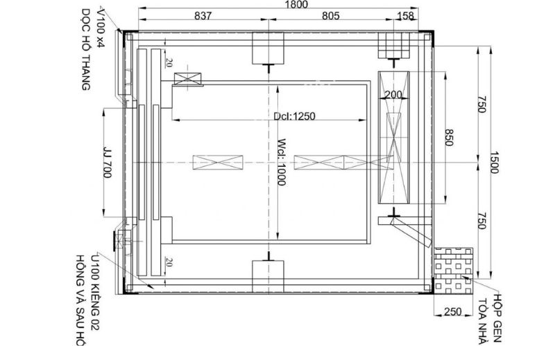 Kích thước thang máy công cộng tối thiểu 